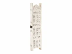 Mampara divisoria 5 paneles 200x165 cm Madera de mango Blanco New