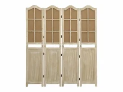 Mampara divisoria de 4 paneles Marrón 140x165 cm Tela^ New