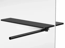 Shower & Design Mampara estilo italiano con toallero y estantes - 140 x 200 cm - mate - POMARO Negro New