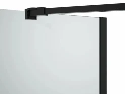 Shower & Design Mampara para bañera con toallero y retorno pivotante mate, 100 x 140 cm, PRIMAEL Negro Clearance