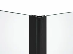 Shower & Design Mampara para bañera con toallero y retorno pivotante mate, 100 x 140 cm, PRIMAEL Negro Clearance