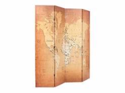 Mampara plegable 160 x 170 cm Mapa del Mundo Amarillo Discount