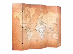 Mampara plegable 228 x 170 cm Mapa del Mundo Amarillo New