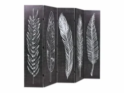 Mampara plegable 200x170 cm Plumas Blanco y^ Clearance