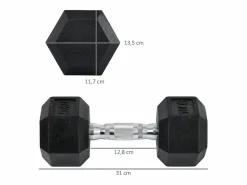mancuernas hexagonales de 10 kg, de hierro fundido con revestimiento de goma, negras (31 x 13,5 x 13,5 cm)^ Clearance