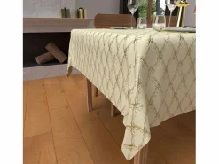 Soleil d'ocre Mantelería|Mantelería|Mantel rectangular festivo antimanchas en puro algodón 160x250 cm CELESTE oro, por