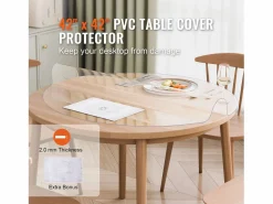 Mantel SucceBuy Protector de Mesa de PVC de 106 cm, Almohadilla de Escritorio Redonda de Plástico , 2 mm de Grosor Transparente New