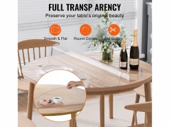 Mantel SucceBuy Protector de Mesa de PVC de 106 cm, Almohadilla de Escritorio Redonda de Plástico , 2 mm de Grosor Transparente New