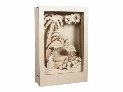 Marco Para Fotos|Marco de madera con escena 3D - 20 x 30 x 6,7 cm - Flamingo