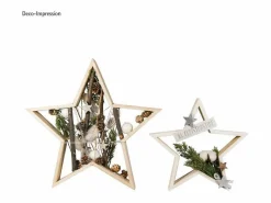Marcos de madera estrella 35 y Ø 24,5 cm 2 unidades Beige Hot