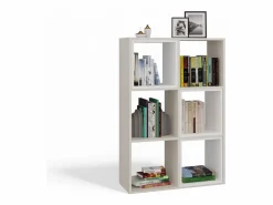TOPESHOP MARION - Estantería modular con 6 cubos - Librería con 6 compartimentos - 110x30x75 cm - Mueble de almacenaje Beige
