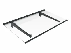 Vente-unique marquesina de puerta de aluminio An.150 x Pr.90 cm inclinado negro - DALEPO Gris antracita Hot