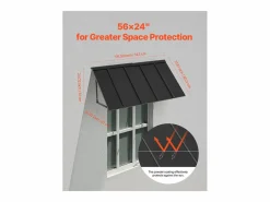 Marquesina para Puerta de Entrada SucceBuy, 143 x 61 cm, Marquesina Exterior de Metal, Estructura de Acero, Protección contra la Lluvia, para Puertas de Entrada^ New