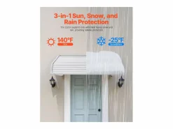 Marquesina SucceBuy para Puerta de Entrada, 101,6 x 106,6 cm, Marquesina Exterior de Aluminio, para Puertas de Entrada, Ventanas de Porche y Balcones Blanco New