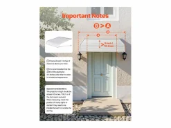 Marquesina SucceBuy para Puerta de Entrada, 101,6 x 106,6 cm, Marquesina Exterior de Aluminio, para Puertas de Entrada, Ventanas de Porche y Balcones Blanco New