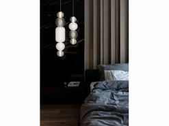 Maytoni Collar Lámpara de techo colgante de cromo LED integrada con collar moderno Pantalla de vidrio Gris Hot