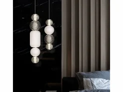 Maytoni Collar Lámpara de techo colgante de cromo LED integrada con collar moderno Pantalla de vidrio Gris Hot