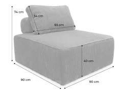 Sweeek Módulo para sofá modular de pana, 1 plaza Crema New