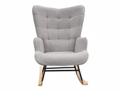 Sillón Balancín|Mecedora - Sillón orejero tapizado - Patas de metal y madera maciza - Terciopelo Teddy