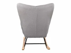 Sillón Balancín|Mecedora - Sillón orejero tapizado - Patas de metal y madera maciza - Terciopelo Teddy