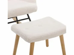 ModernLuxe Mecedora - sillón relax para salón - acolchado con felpa Teddy - con reposacabezas y reposapiés - base de madera - Blanco Online