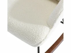 Sillón Balancín|Sillón De Piel|Mecedora Bebé Lactancia Mecedora en Tela Bouclette Mecedora Estilo Escandinavo en Madera de Caucho, Beige