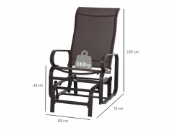 Mecedora con cojín, metal, textilene, marrón (60x75x104 cm) Marru00f3n Hot