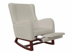 Sillón Balancín|Mecedora con reposapiernas retráctil y respaldo alto de madera maciza - Mecedora para salón y dormitorio, carga hasta 150 kg -