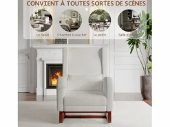 Mecedora con reposapiernas retráctil y respaldo alto de madera maciza - Mecedora para salón y dormitorio, carga hasta 150 kg -^ Clearance