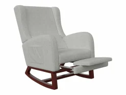 Mecedora con reposapiernas retráctil y respaldo alto de madera maciza - Mecedora para salón y dormitorio, carga hasta 150 kg -^ Clearance