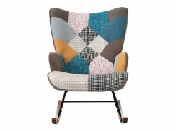 ModernLuxe Mecedora con reposapiés - con estampado de patchwork de colores - Multicolor