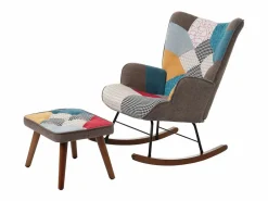 ModernLuxe Mecedora con reposapiés - con estampado de patchwork de colores - Multicolor