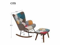 ModernLuxe Mecedora con reposapiés - con estampado de patchwork de colores - Multicolor