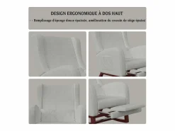 Sillón Balancín|Mecedora con reposapiés, patas de madera maciza antideslizantes, mecedora,