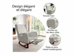 Sillón Balancín|Mecedora con reposapiés, patas de madera maciza antideslizantes, mecedora,