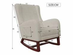 Mecedora con reposapiés, patas de madera maciza antideslizantes, mecedora, Beige Online
