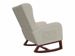 Mecedora con reposapiés, patas de madera maciza antideslizantes, mecedora, Beige Online