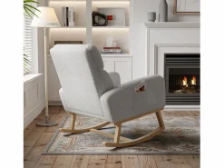 Mecedora con respaldo - bolsillos laterales - forro polar suave - Gris Outlet