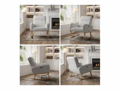 Mecedora con respaldo - bolsillos laterales - forro polar suave - Gris Outlet