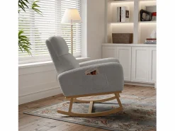 Mecedora con respaldo - bolsillos laterales - forro polar suave - Gris Outlet