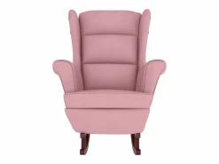 vidaxl Mecedora con respaldo alto de terciopelo y madera maciza Rosa Clearance