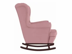 vidaxl Mecedora con respaldo alto de terciopelo y madera maciza Rosa Clearance