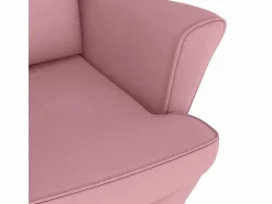 vidaxl Mecedora con respaldo alto de terciopelo y madera maciza Rosa Clearance