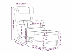 vidaxl Mecedora con respaldo alto de terciopelo y madera maciza Gris Online