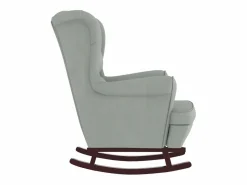 vidaxl Mecedora con respaldo alto de terciopelo y madera maciza Gris Online