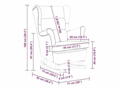 vidaxl Sillón Balancín|Mecedora con respaldo alto de terciopelo y madera maciza