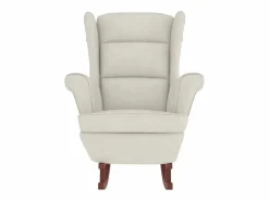 vidaxl Mecedora con respaldo alto de terciopelo y madera maciza Crema New