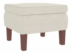 vidaxl Mecedora con respaldo alto de terciopelo y madera maciza Crema New