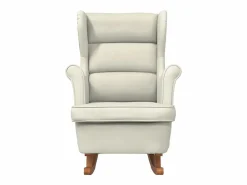 vidaxl Mecedora con respaldo alto de terciopelo y madera maciza Crema