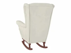 vidaxl Mecedora con respaldo alto de terciopelo y madera maciza Crema